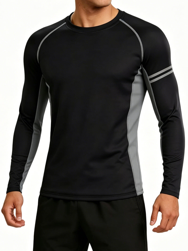 ANFERRY Men Swim Shirts Quick Dry UPF50+ Sun Protection Athletic Rash Guards Long Sleeve Color Block Swimwear