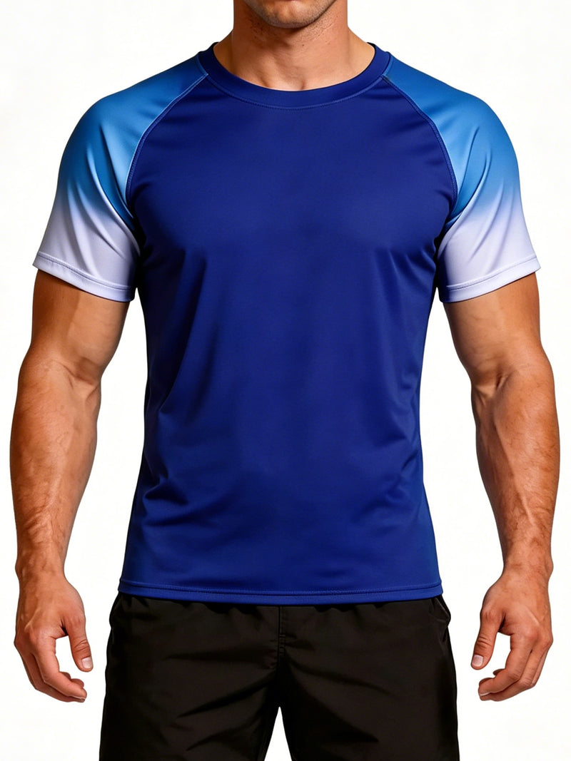 ANFERRY Short Sleeve Swim Shirts for Men Printed UPF50+ Sun Protection Athletic Rash Guards Top