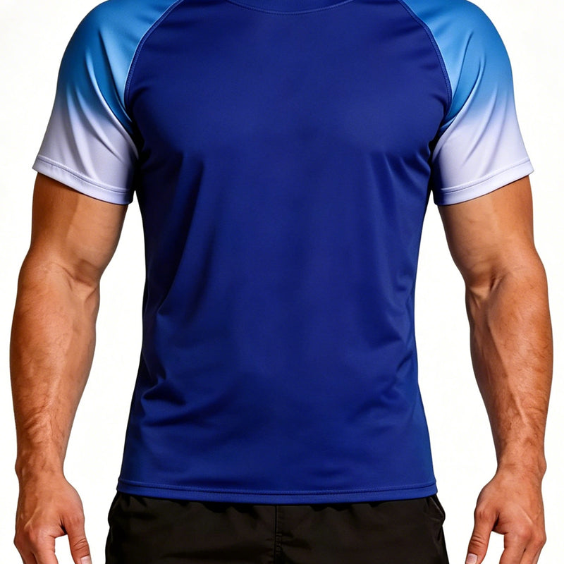ANFERRY Short Sleeve Swim Shirts for Men Printed UPF50+ Sun Protection Athletic Rash Guards Top