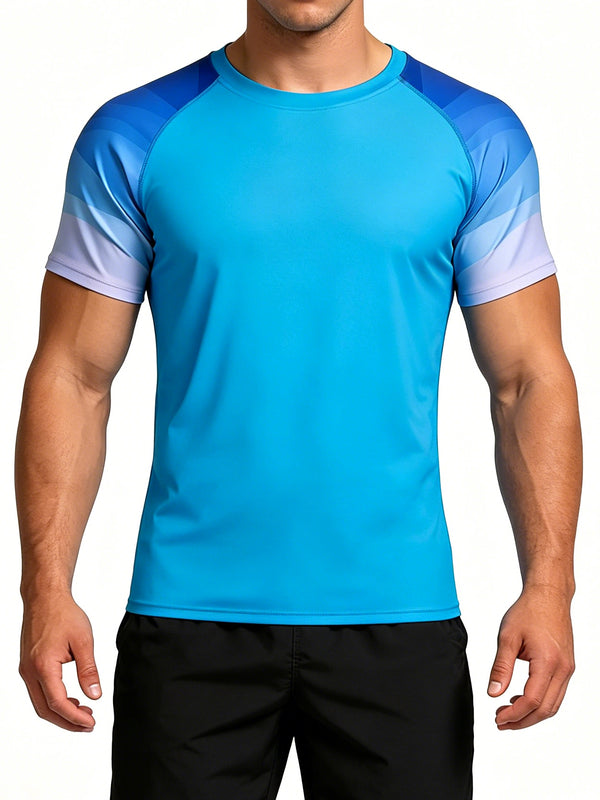 ANFERRY Short Sleeve Swim Shirts for Men Printed UPF50+ Sun Protection Athletic Rash Guards Top