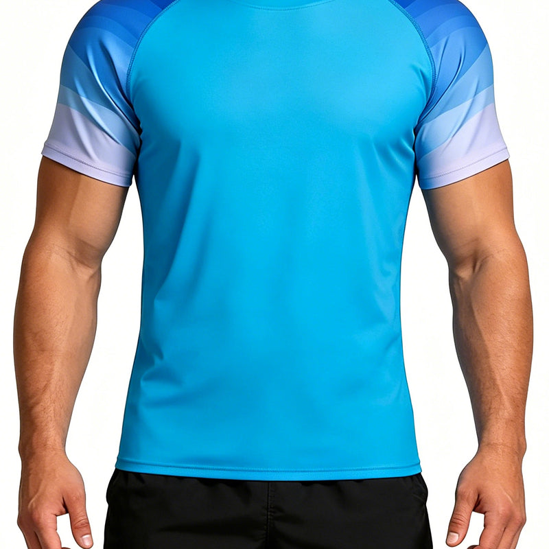 ANFERRY Short Sleeve Swim Shirts for Men Printed UPF50+ Sun Protection Athletic Rash Guards Top