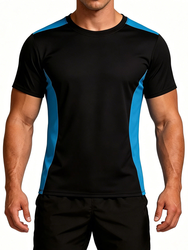 ANFERRY Men Swim Shirts Color Block UPF50+ Sun Protection Rash Guard Quick Dry Stretchy Swim Top
