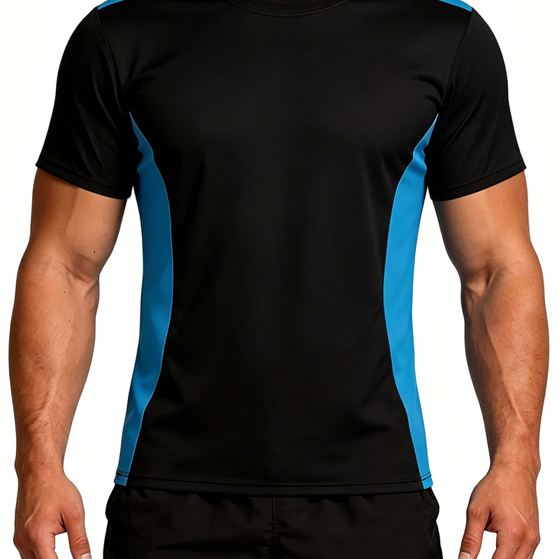 ANFERRY Men Swim Shirts Color Block UPF50+ Sun Protection Rash Guard Quick Dry Stretchy Swim Top