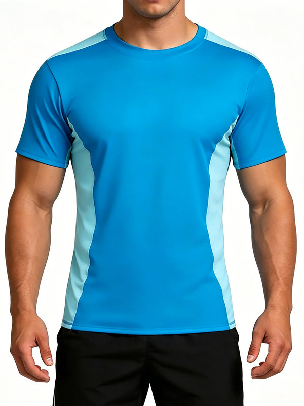 ANFERRY Men Swim Shirts Color Block UPF50+ Sun Protection Rash Guard Quick Dry Stretchy Swim Top