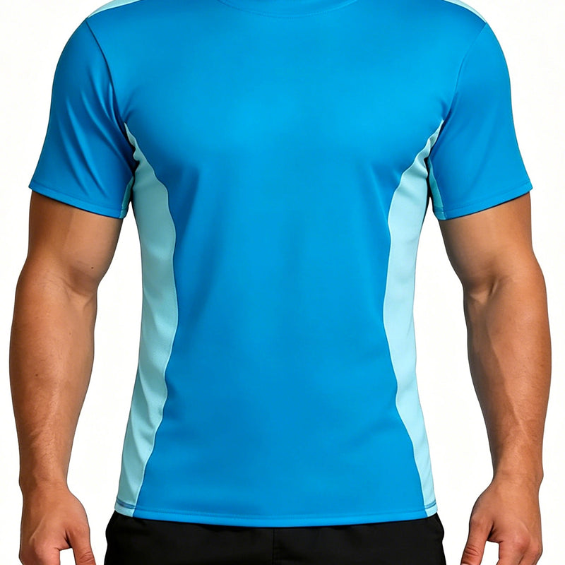 ANFERRY Men Swim Shirts Color Block UPF50+ Sun Protection Rash Guard Quick Dry Stretchy Swim Top