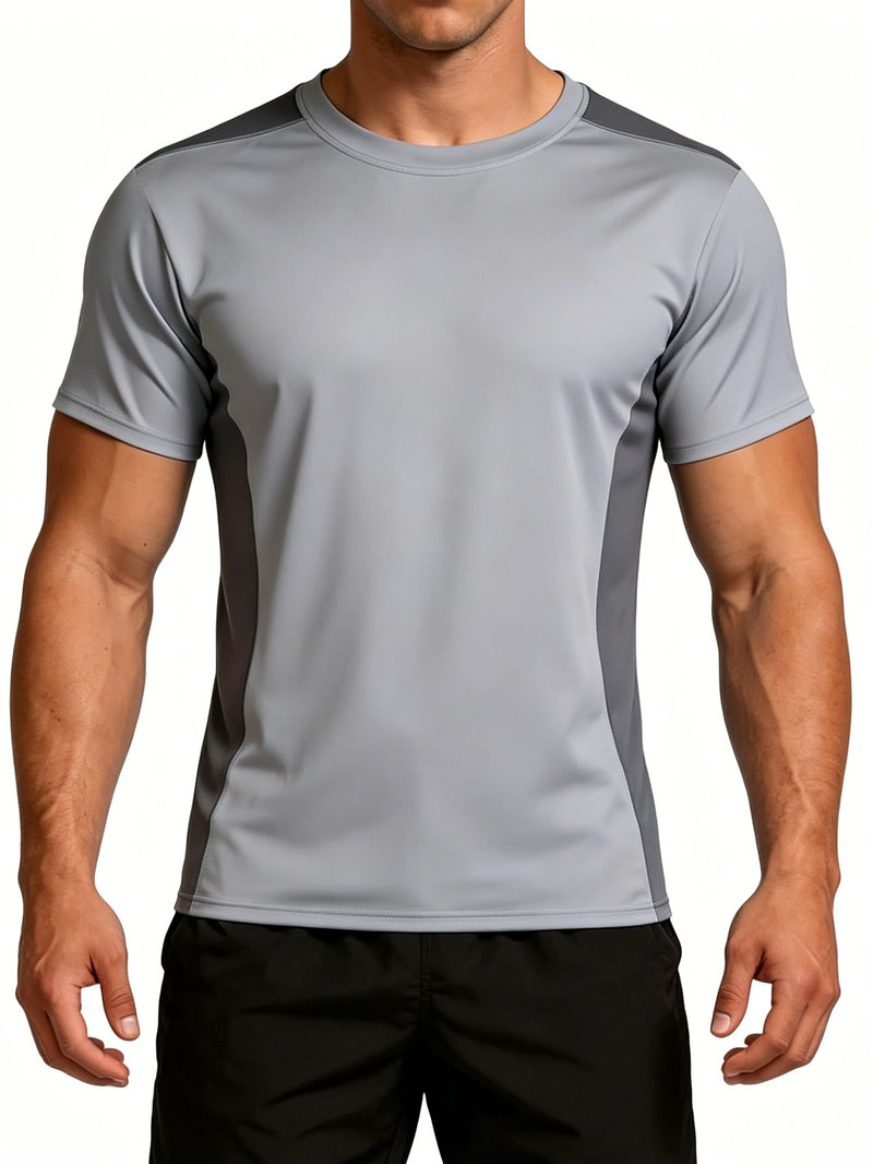ANFERRY Men Swim Shirts Color Block UPF50+ Sun Protection Rash Guard Quick Dry Stretchy Swim Top