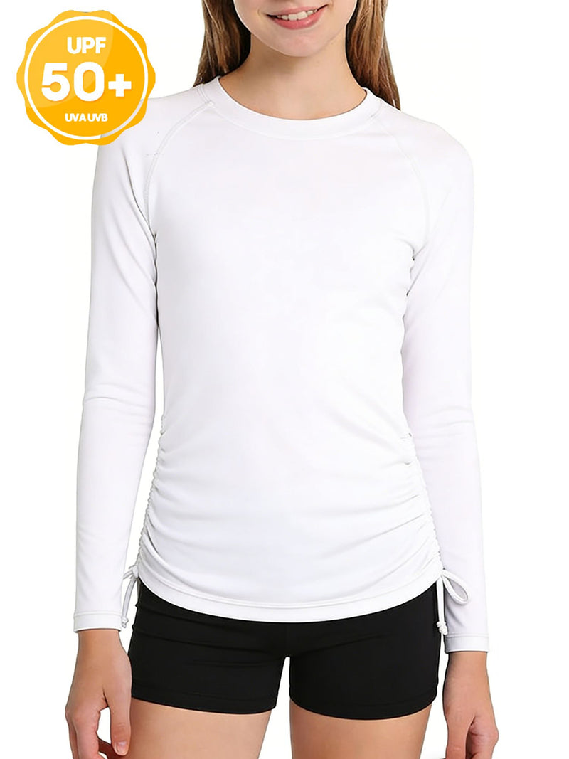 ANFERRY Girls Rash Guard Long Sleeve UPF50+ Sun Protection Swim Top Outdoor Athletic Shirts,Sizes 7-16