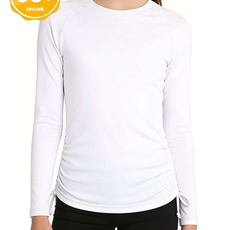 ANFERRY Girls Rash Guard Long Sleeve UPF50+ Sun Protection Swim Top Outdoor Athletic Shirts,Sizes 7-16