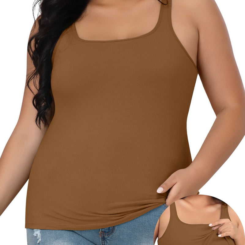 Beautyin Plus Size Tank Top for Women Adjustable Spaghetti Wide Straps Sleeveless T-shirts Cami