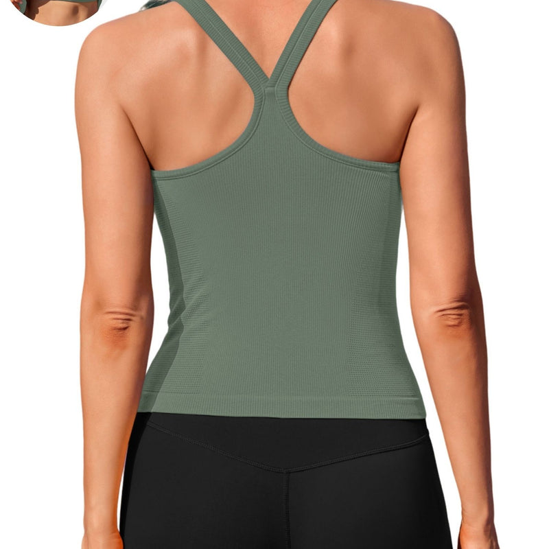 ANFERRY Womens Workout Tank Tops Ribbed Built in Bra Athletic Shirts Scoop Neck Racerback Yoga Camisoles