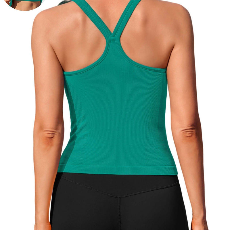 ANFERRY Womens Workout Tank Tops Ribbed Built in Bra Athletic Shirts Scoop Neck Racerback Yoga Camisoles