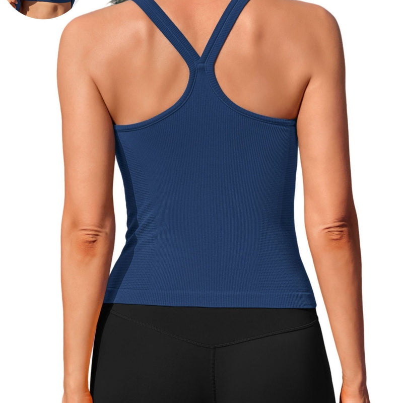 ANFERRY Womens Workout Tank Tops Ribbed Built in Bra Athletic Shirts Scoop Neck Racerback Yoga Camisoles