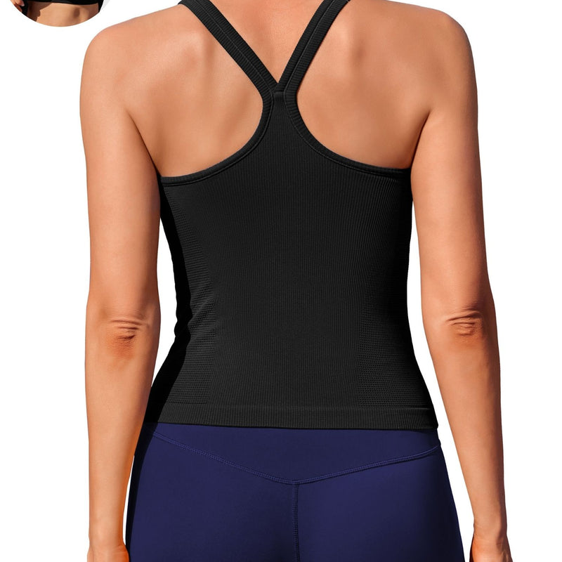 ANFERRY Womens Workout Tank Tops Ribbed Built in Bra Athletic Shirts Scoop Neck Racerback Yoga Camisoles