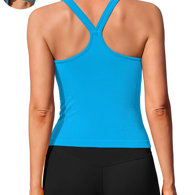 ANFERRY Womens Workout Tank Tops Ribbed Built in Bra Athletic Shirts Scoop Neck Racerback Yoga Camisoles