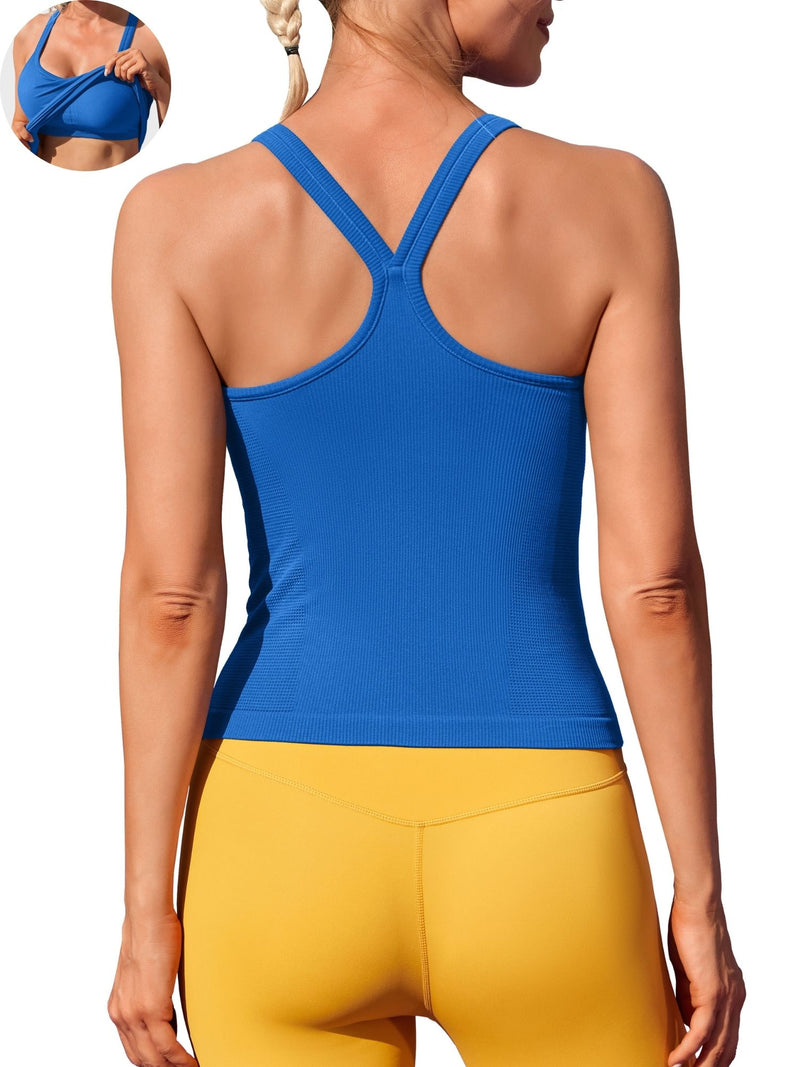 ANFERRY Womens Workout Tank Tops Ribbed Built in Bra Athletic Shirts Scoop Neck Racerback Yoga Camisoles