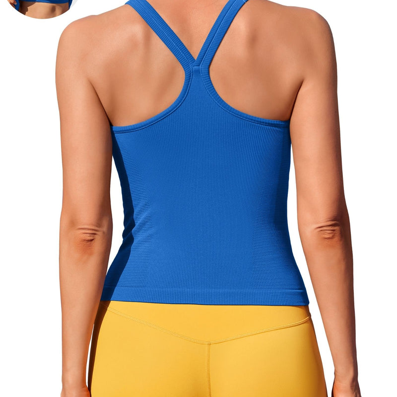 ANFERRY Womens Workout Tank Tops Ribbed Built in Bra Athletic Shirts Scoop Neck Racerback Yoga Camisoles