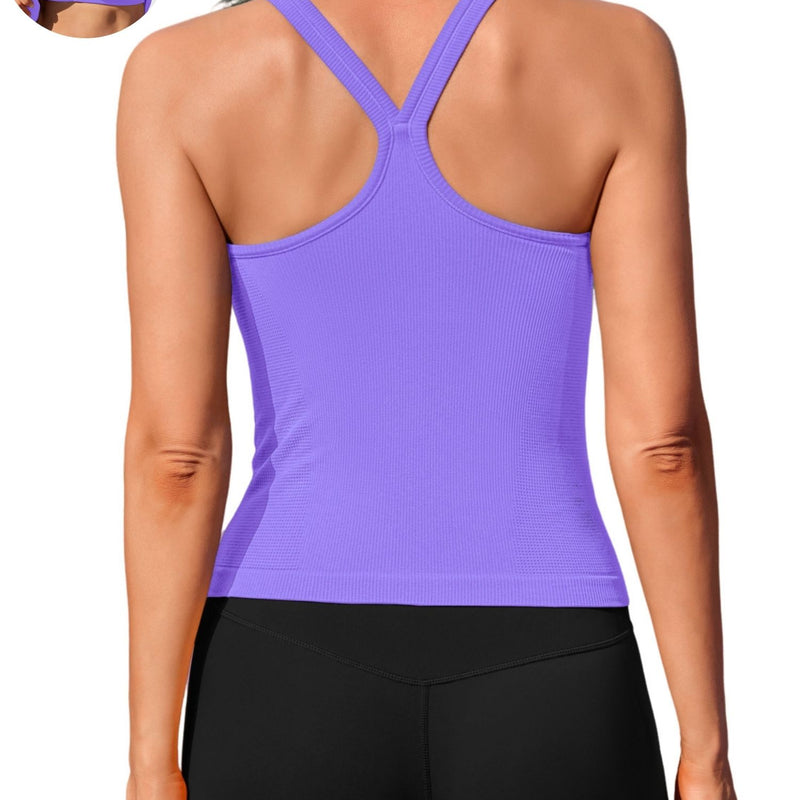 ANFERRY Womens Workout Tank Tops Ribbed Built in Bra Athletic Shirts Scoop Neck Racerback Yoga Camisoles