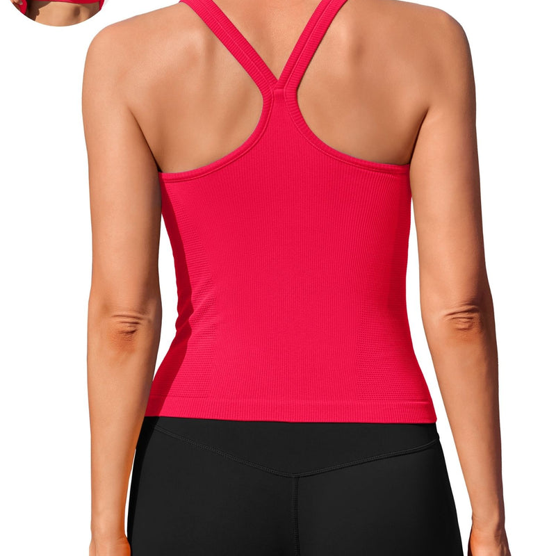 ANFERRY Womens Workout Tank Tops Ribbed Built in Bra Athletic Shirts Scoop Neck Racerback Yoga Camisoles