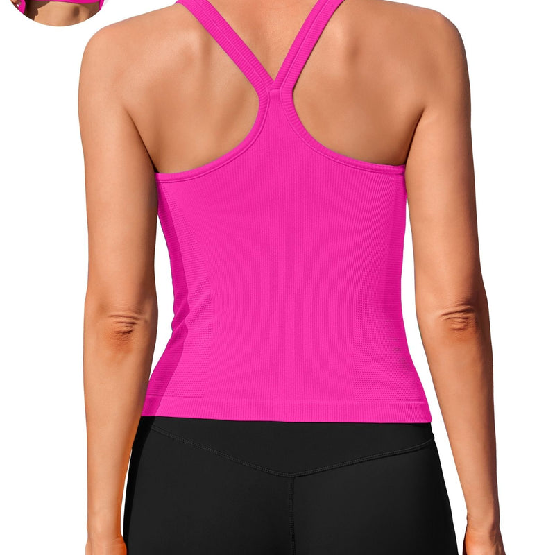 ANFERRY Womens Workout Tank Tops Ribbed Built in Bra Athletic Shirts Scoop Neck Racerback Yoga Camisoles