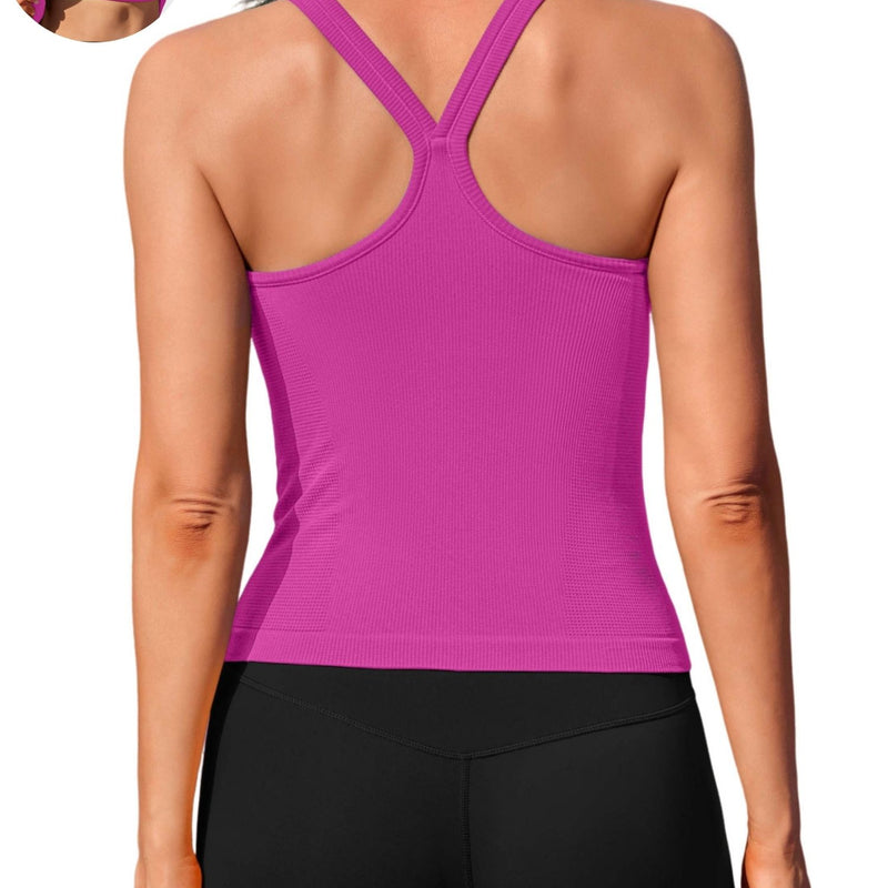 ANFERRY Womens Workout Tank Tops Ribbed Built in Bra Athletic Shirts Scoop Neck Racerback Yoga Camisoles