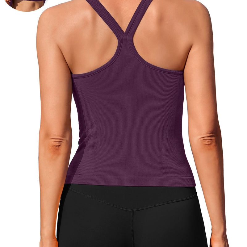 ANFERRY Womens Workout Tank Tops Ribbed Built in Bra Athletic Shirts Scoop Neck Racerback Yoga Camisoles