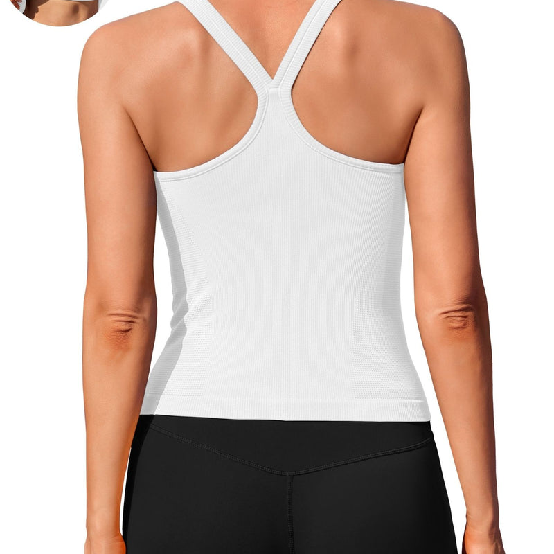ANFERRY Womens Workout Tank Tops Ribbed Built in Bra Athletic Shirts Scoop Neck Racerback Yoga Camisoles