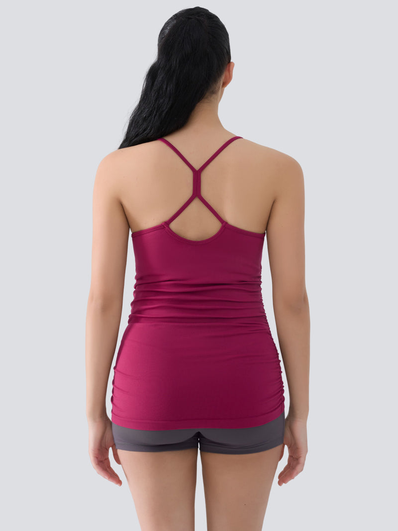 ANFERRY Maternity Tank Tops for Women Seamless Side Ruched Camisoles with Built in Bra Scoop Neck Y Back Pregnancy Basic Shirt
