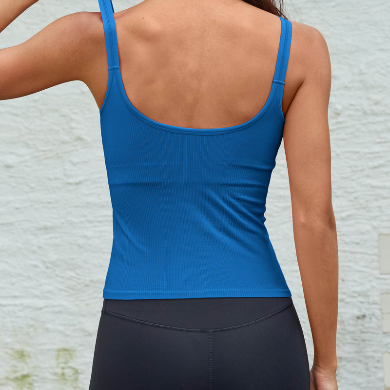 ANFERRY Women Fitted Workout Tank Tops with Built in Bra Ribbed Seamless U Back Basic Gym Camisoles