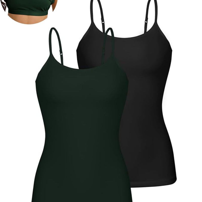 ANFERRY Women's Cotton Camisole Shelf Bra Spaghetti Straps Tank Top Pack of 2