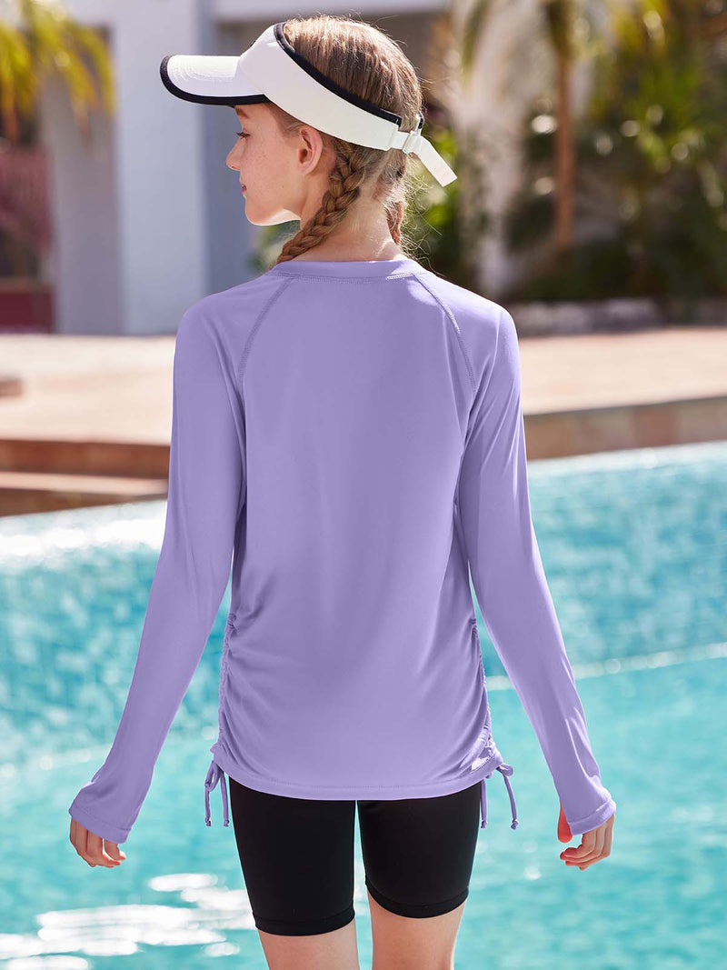 ANFERRY Girls Rash Guard Long Sleeve UPF50+ Sun Protection Swim Top Outdoor Athletic Shirts,Sizes 7-16