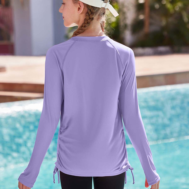 ANFERRY Girls Rash Guard Long Sleeve UPF50+ Sun Protection Swim Top Outdoor Athletic Shirts,Sizes 7-16
