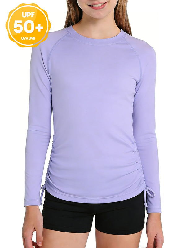 ANFERRY Girls Rash Guard Long Sleeve UPF50+ Sun Protection Swim Top Outdoor Athletic Shirts,Sizes 7-16