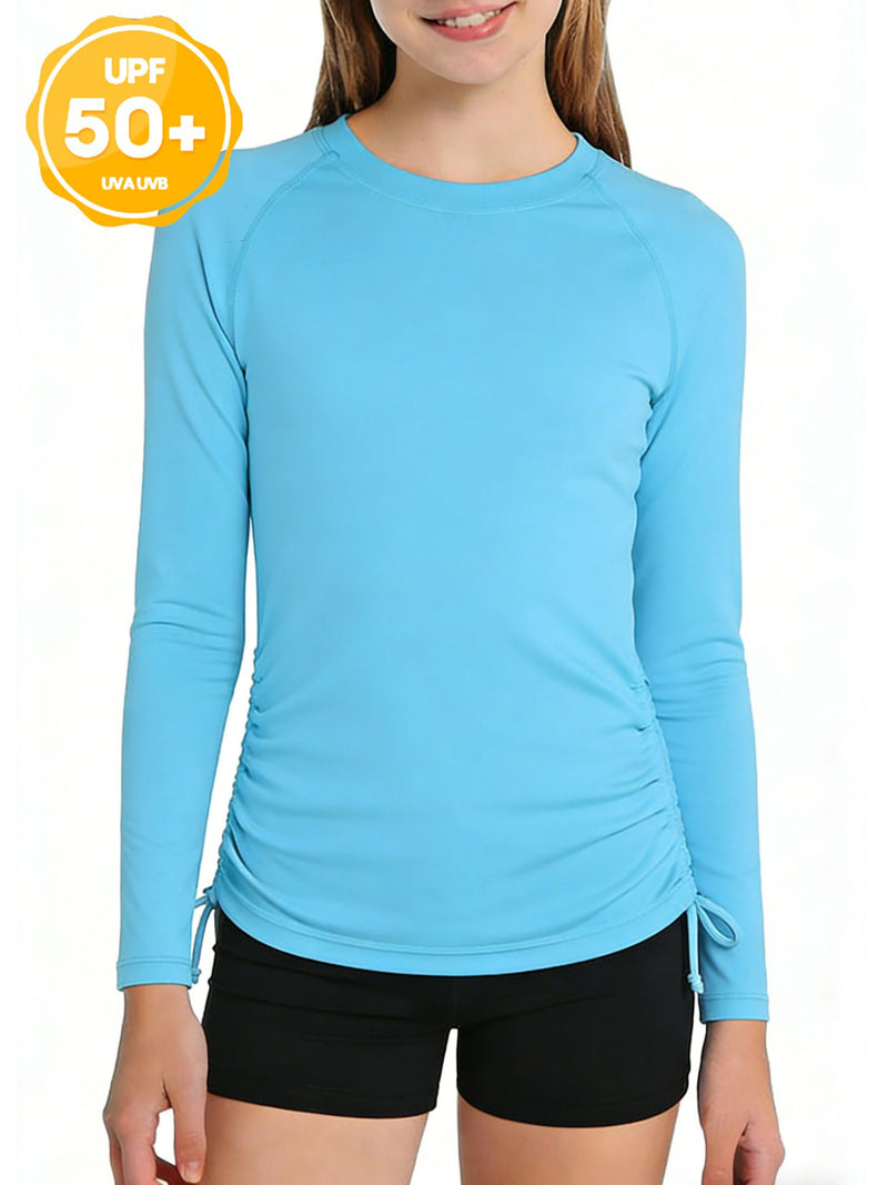 ANFERRY Girls Rash Guard Long Sleeve UPF50+ Sun Protection Swim Top Outdoor Athletic Shirts,Sizes 7-16