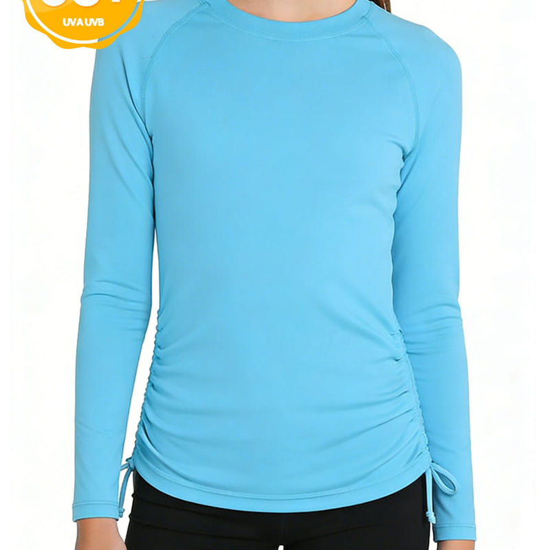ANFERRY Girls Rash Guard Long Sleeve UPF50+ Sun Protection Swim Top Outdoor Athletic Shirts,Sizes 7-16