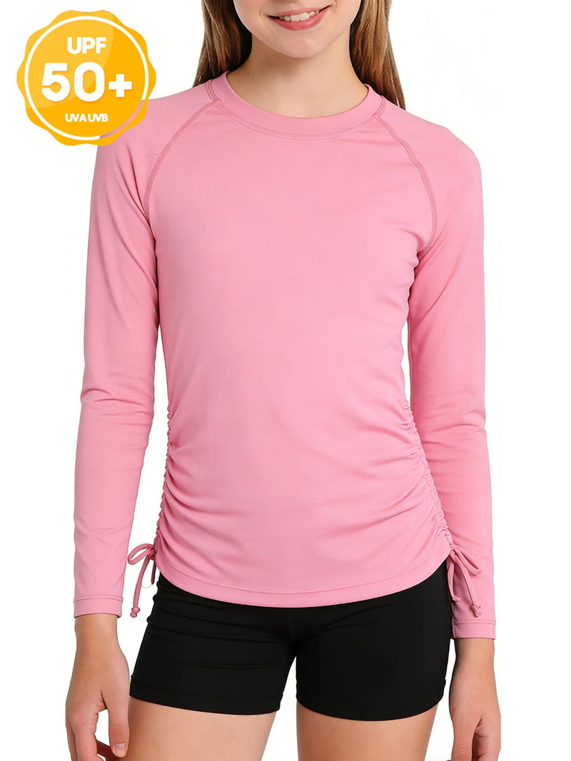 ANFERRY Girls Rash Guard Long Sleeve UPF50+ Sun Protection Swim Top Outdoor Athletic Shirts,Sizes 7-16