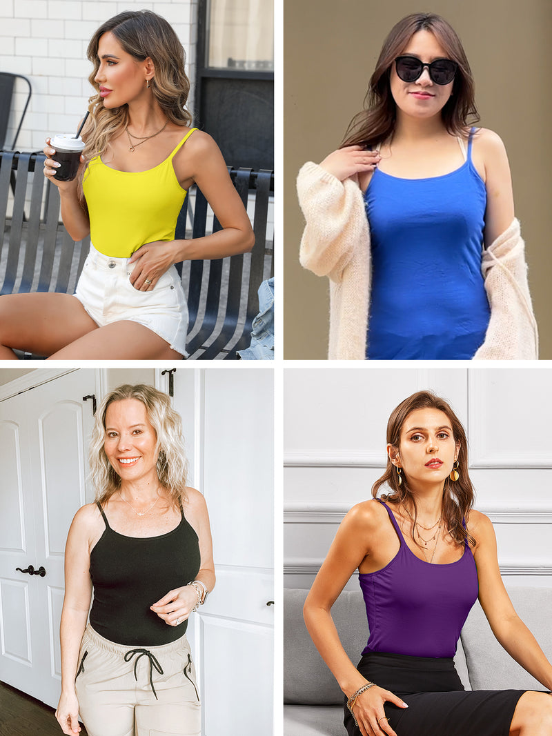 V FOR CITY Women's Shelf Bra Camisole Tops Adjustable Spaghetti Strap Cami Tank Cotton Undershirts 2 Pack