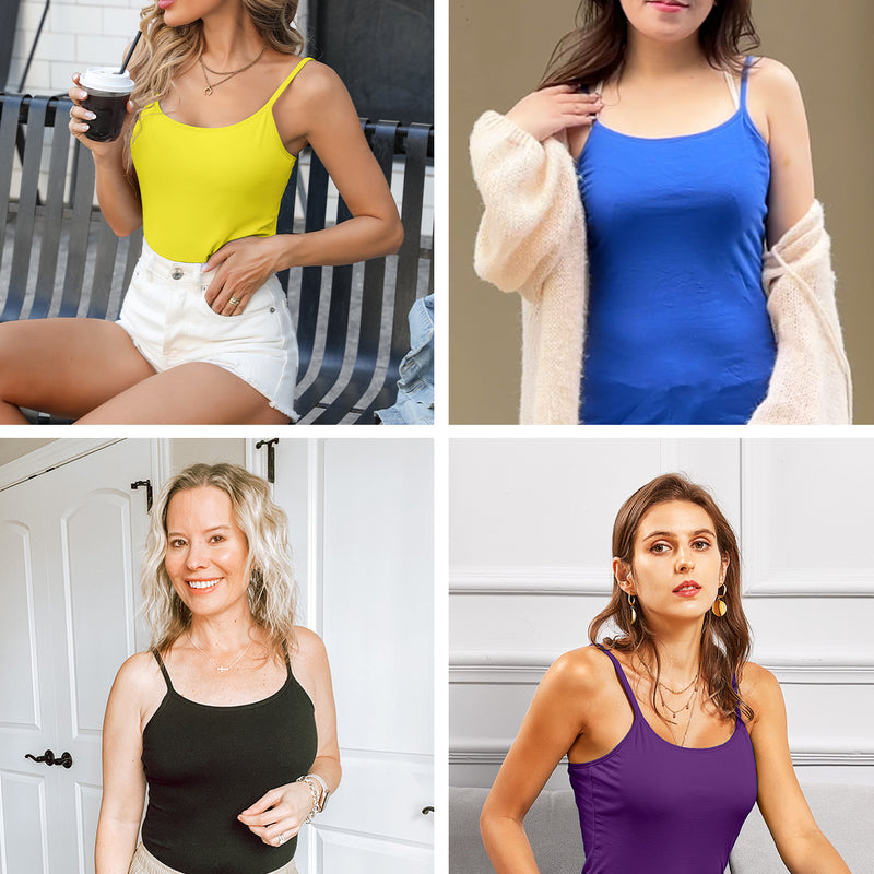 V FOR CITY Women's Shelf Bra Camisole Tops Adjustable Spaghetti Strap Cami Tank Cotton Undershirts 2 Pack
