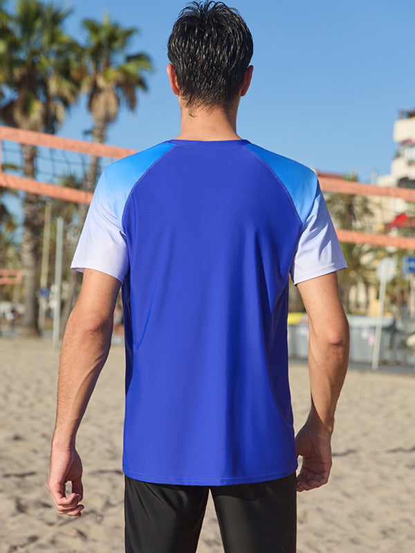 ANFERRY Short Sleeve Swim Shirts for Men Printed UPF50+ Sun Protection Athletic Rash Guards Top