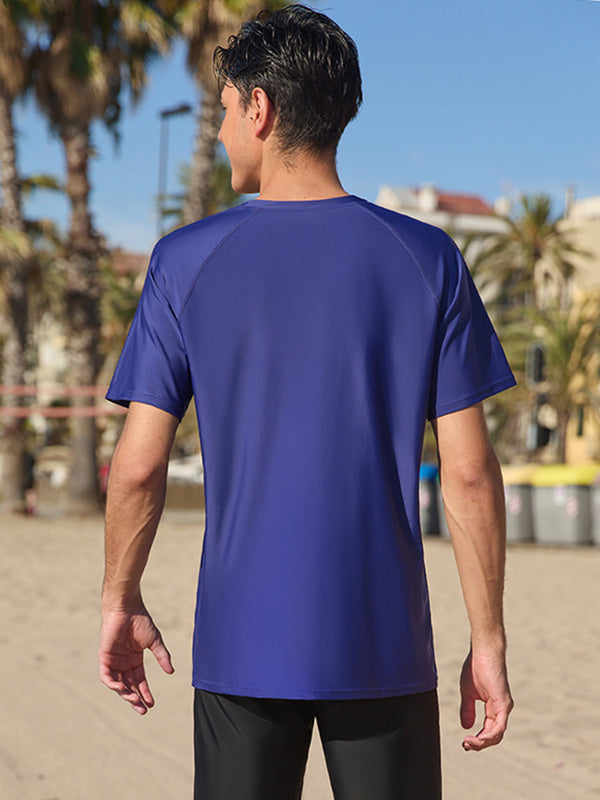 ANFERRY Short Sleeve Swim Shirts for Men Printed UPF50+ Sun Protection Athletic Rash Guards Top