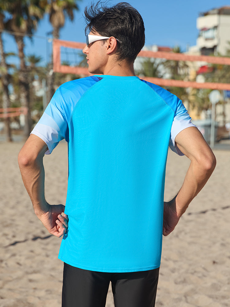 ANFERRY Short Sleeve Swim Shirts for Men Printed UPF50+ Sun Protection Athletic Rash Guards Top