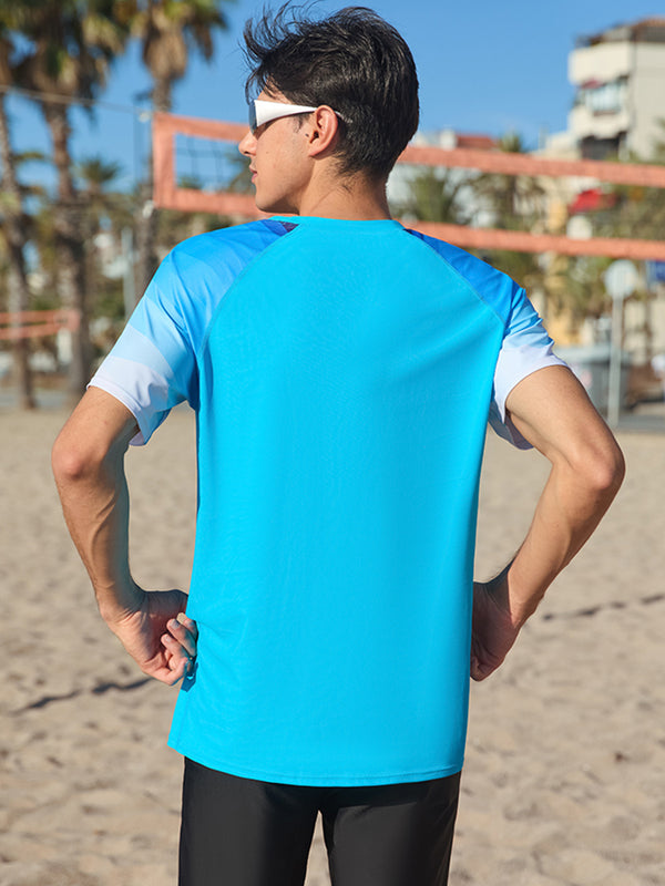 ANFERRY Short Sleeve Swim Shirts for Men Printed UPF50+ Sun Protection Athletic Rash Guards Top