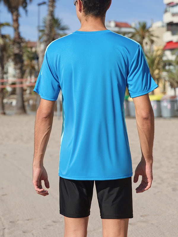 ANFERRY Men Swim Shirts Color Block UPF50+ Sun Protection Rash Guard Quick Dry Stretchy Swim Top