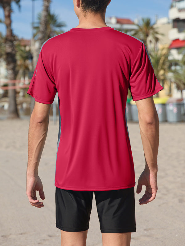 ANFERRY Men Swim Shirts Color Block UPF50+ Sun Protection Rash Guard Quick Dry Stretchy Swim Top