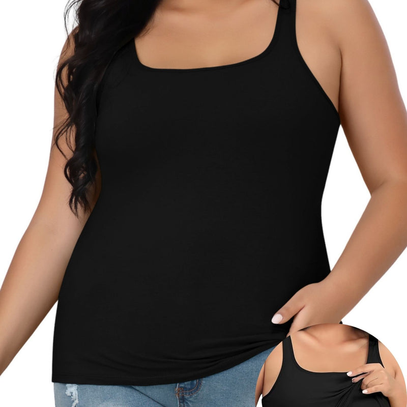 Beautyin Plus Size Tank Top for Women Adjustable Spaghetti Wide Straps Sleeveless T-shirts Cami