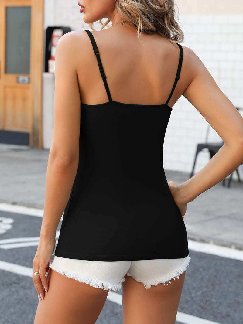 ANFERRY Women Tank Top with Shelf Bra Cotton Camisole Undershirt Pack of 2