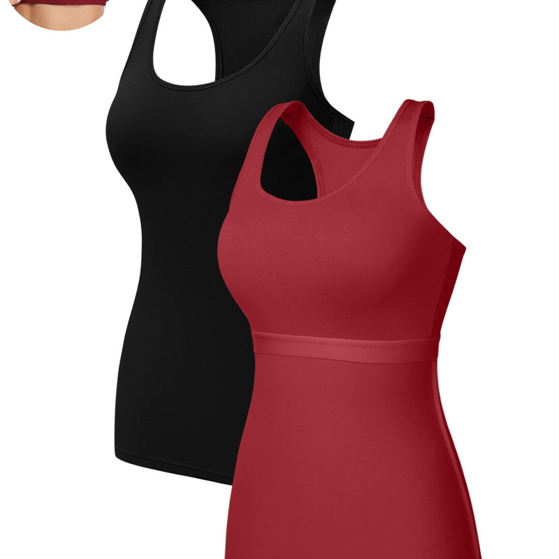 ANFERRY Women Tank Top with Shelf Bra Cotton Camisole Undershirt Pack of 2