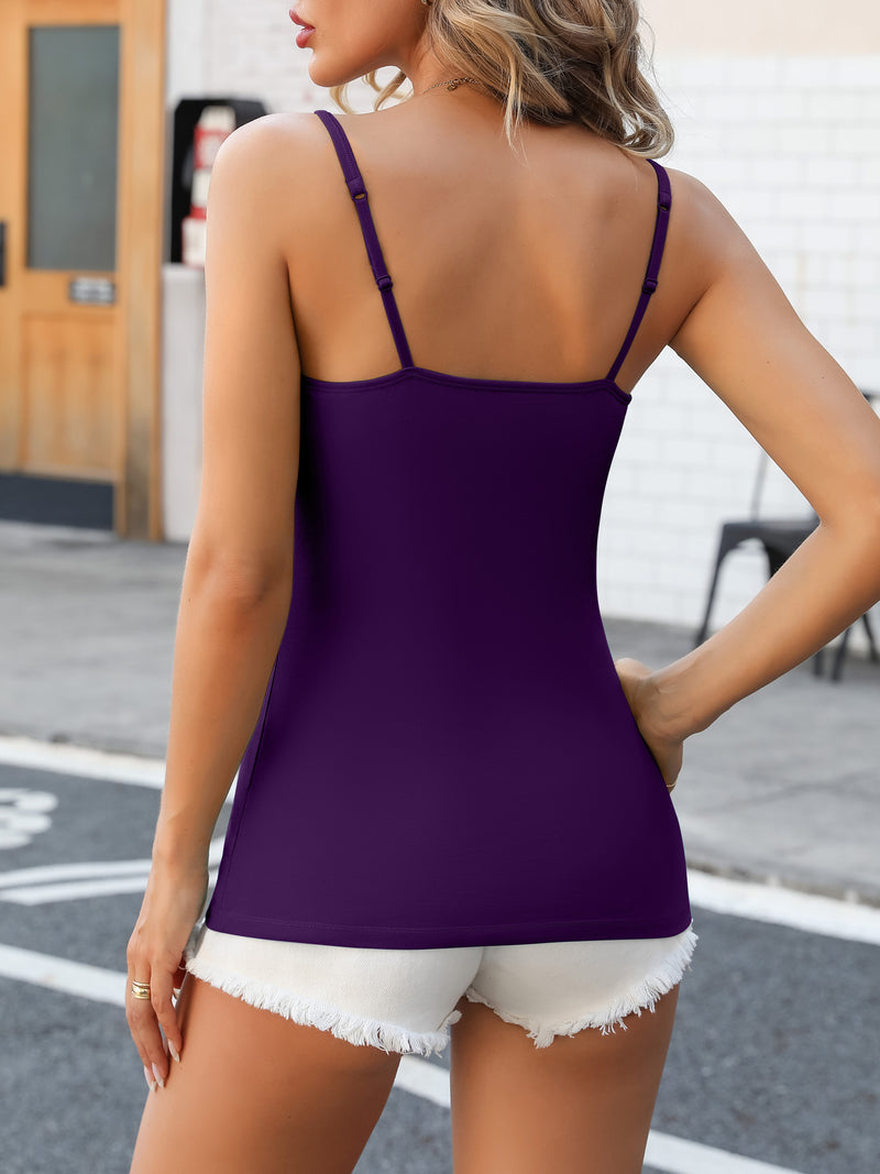 ANFERRY Women Tank Top with Shelf Bra Cotton Camisole Undershirt Pack of 2