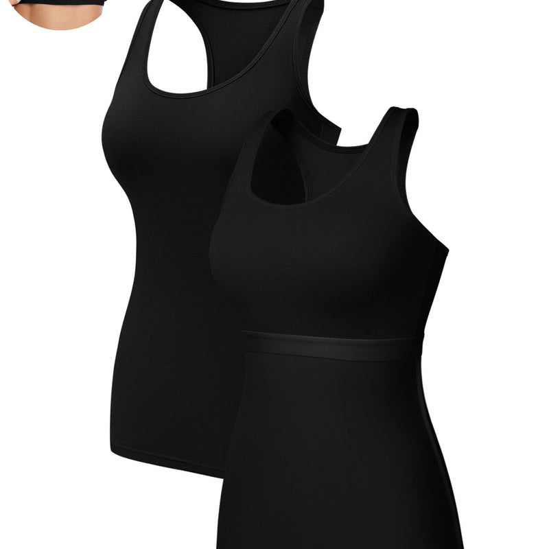 ANFERRY Women Tank Top with Shelf Bra Cotton Camisole Undershirt Pack of 2