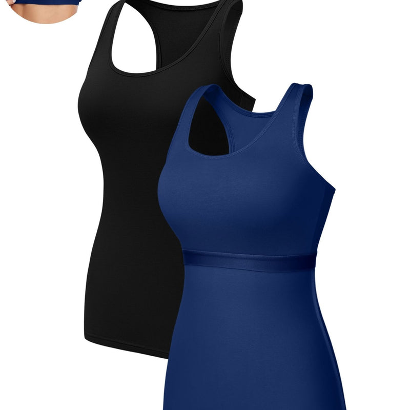 ANFERRY Women Tank Top with Shelf Bra Cotton Camisole Undershirt Pack of 2