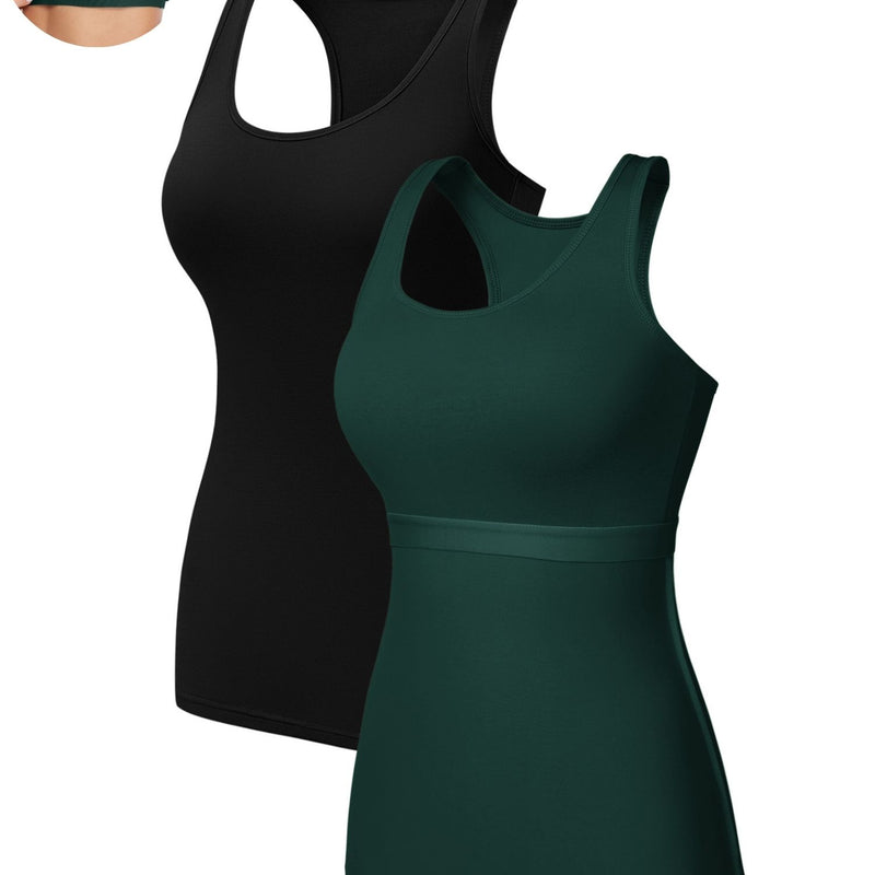 ANFERRY Women Tank Top with Shelf Bra Cotton Camisole Undershirt Pack of 2